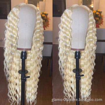 30 40 Inch Wig Human Hair Lace Front Body Wave Long Straight Virgin Hair Blonde 613 Full Lace Wigs Wholesale Deep Curly Wigs